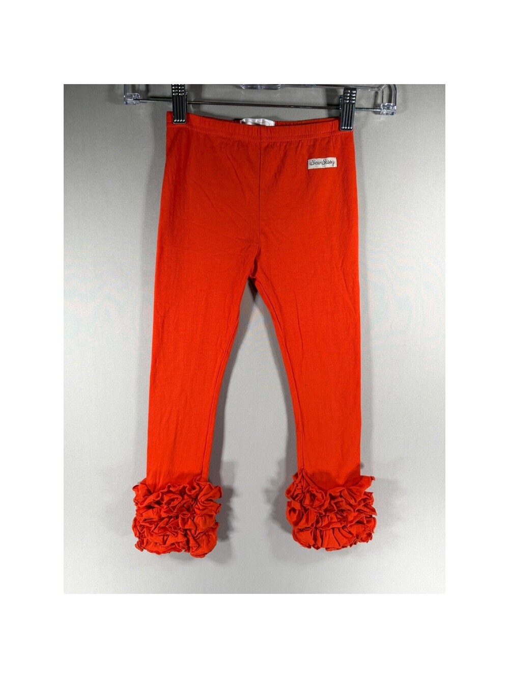 Sew Sassy Girls Orange Icing Ruffle Leggings Size 4 Boutique Knit Cotton Pants